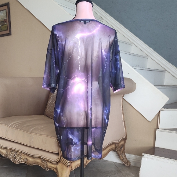 Fashion Nova Purple Lightning Mesh Top - Picture 2 of 3
